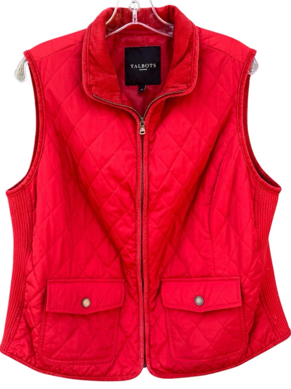Talbots Red Quilted Zip Outerwear Vest Size 1X